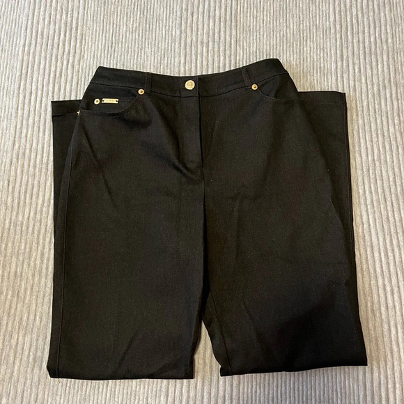 Women’s Vintage St. John Sport Black Denim 2 Piece Suit Jacket Trouser Pants 2 P - Picture 11 of 14